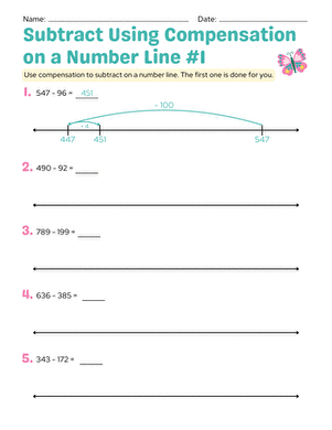Subtract Using Compensation on a Number Line #1 large image