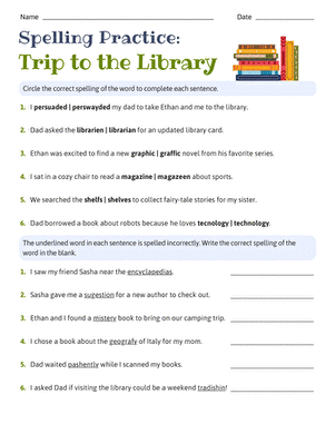 Spelling Practice: Trip to the Library large image