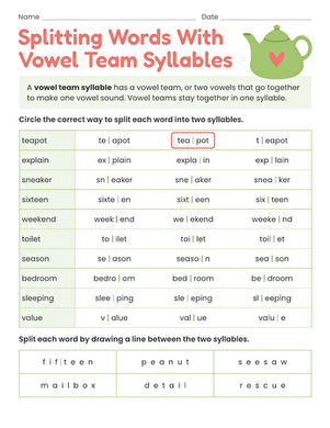 Splitting Words With Vowel Team Syllables large image