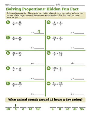 Solving Proportions: Hidden Fun Fact large image