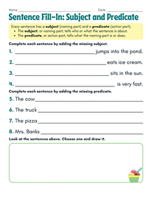 Sentence Fill-In: Subject and Predicate large image
