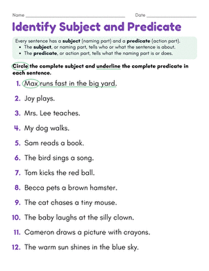 Identify Subject and Predicate large image