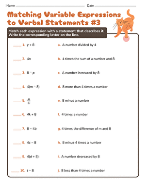 Matching Variable Expressions to Verbal Statements #3 large image