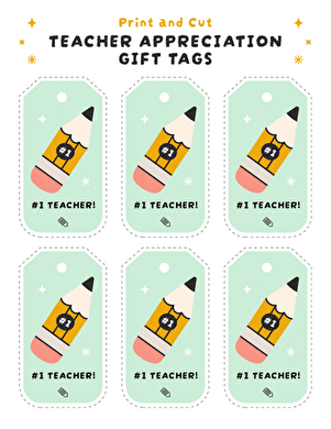 Teacher Appreciation Gift Tags: #1 Teacher large image