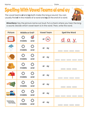 Spelling With Vowel Teams ai and ay large image
