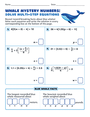 Whale Mystery Numbers: Solve Multi-Step Equations large image