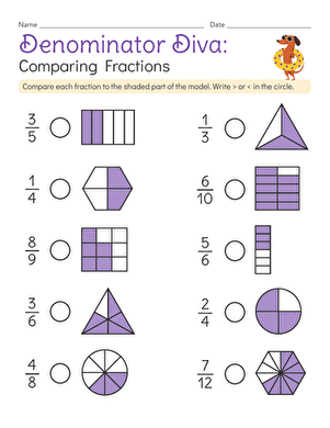Denominator Diva: Comparing Fractions large image