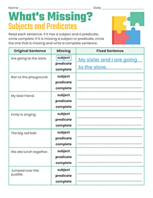 What's Missing? Subjects and Predicates large image
