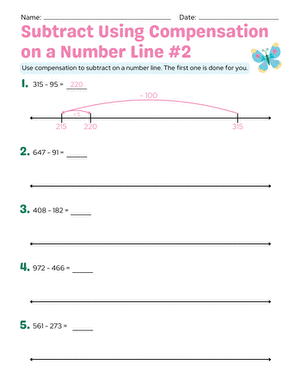 Subtract Using Compensation on a Number Line #2 large image