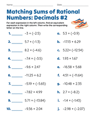 Matching Sums of Rational Numbers: Decimals #2 large image