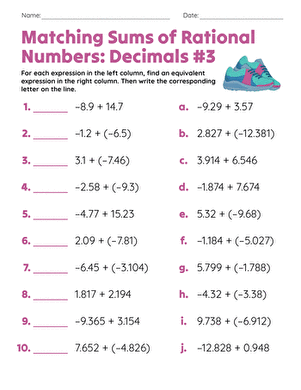 Matching Sums of Rational Numbers: Decimals #3 large image