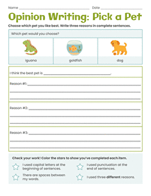 Opinion Writing: Pick a Pet large image
