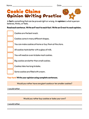 Cookie Claims: Opinion Writing Practice large image