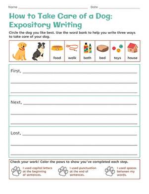 How to Take Care of a Dog: Expository Writing large image