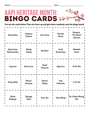 AAPI Heritage Month: Bingo Cards large image