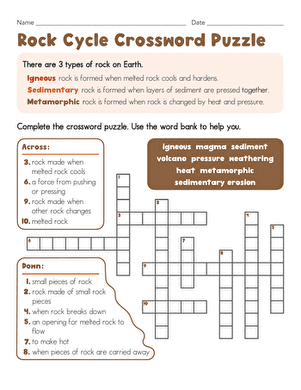 Rock Cycle Crossword Puzzle large image