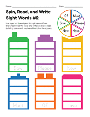 Spin, Read, and Write Sight Words #2 large image
