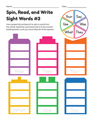 Spin, Read, and Write Sight Words #3 large image