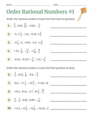Ordering Rational Numbers #1 large image