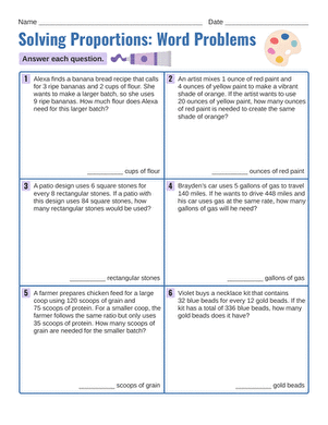 Solving Proportions: Word Problems large image