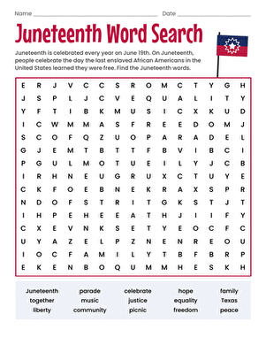Juneteenth Word Search large image