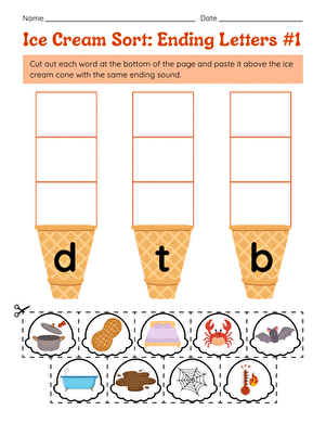 Ice Cream Sort: Ending Letters #1 large image