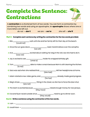 Complete the Sentence: Contractions large image