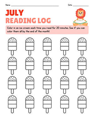 July Reading Log large image