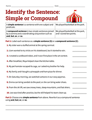 Identify the Sentence: Simple or Compound large image