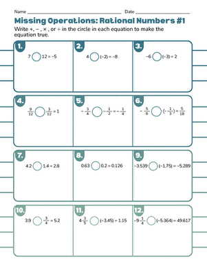 Missing Operations: Rational Numbers #1 large image