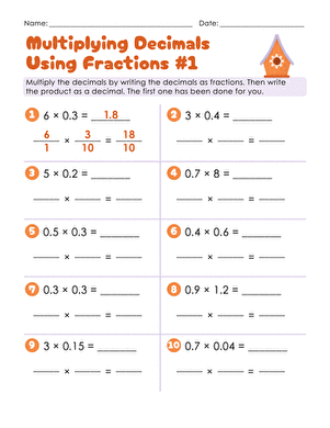 Multiplying Decimals Using Fractions #1 large image