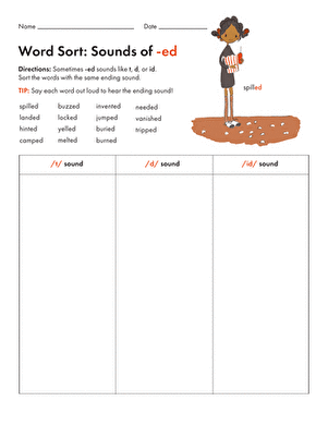 Word Sort: Sounds of -ed large image