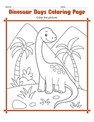 Dinosaur Days Coloring Page large image