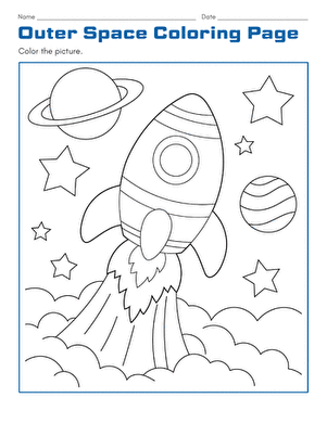 Outer Space Coloring Page large image