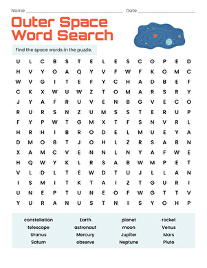 Outer Space Word Search large image