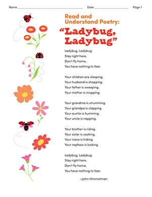 Read and Understand Poetry: "Ladybug, Ladybug" large image