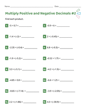 Multiply Positive and Negative Decimals #2 large image