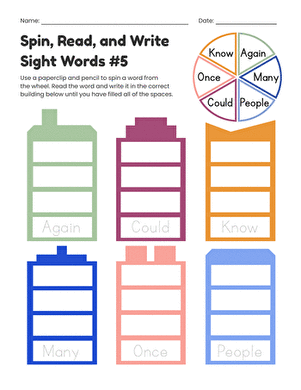 Spin, Read, and Write Sight Words #5 large image