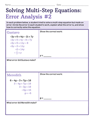 Solving Multi-Step Equations: Error Analysis #2 large image