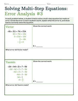 Solving Multi-Step Equations: Error Analysis #3 large image