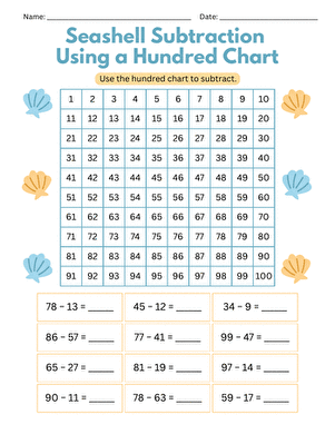 Seashell Subtraction Using a Hundred Chart large image