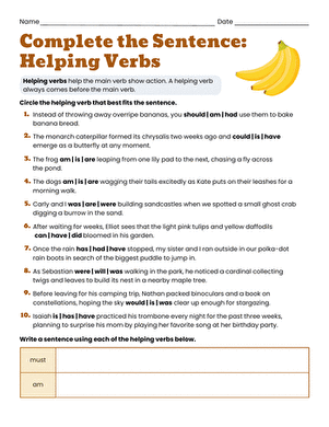 Complete the Sentence: Helping Verbs large image