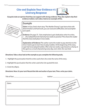 Cite and Explain Your Evidence #1: Literary Response large image