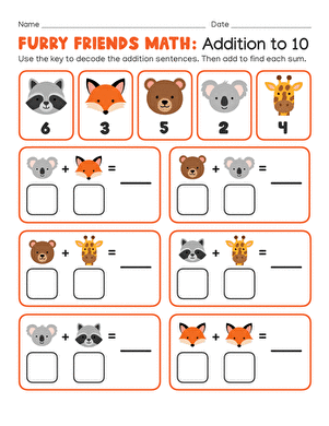 Furry Friends Math: Addition to 10 large image