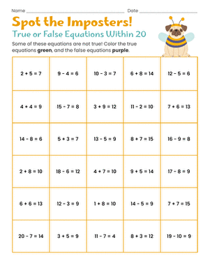 Spot the Imposters! True or False Equations Within 20 large image