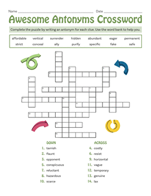 Awesome Antonyms Crossword large image