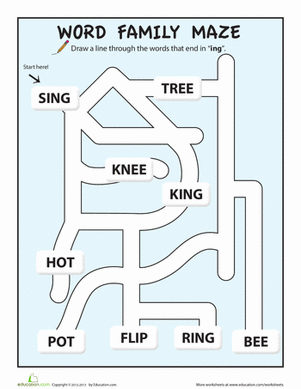 Word Maze: "-ing"