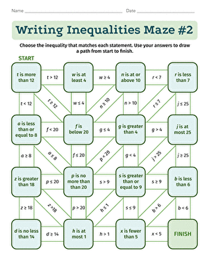 Writing Inequalities Maze #2 large image