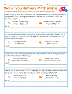 Would You Rather? Math Mania large image