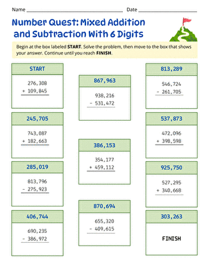 Number Quest: Mixed Addition and Subtraction With 6 Digits large image